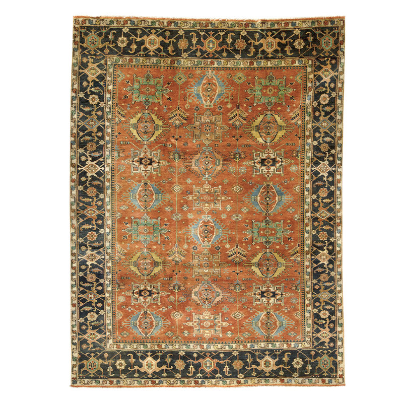 Tapis unique brun / noir / beige noué à la main de haute qualité