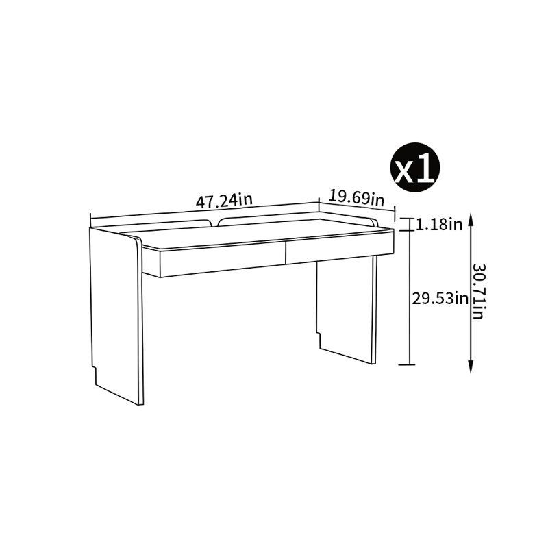 Bouchez, Noir, H 30,71 po x l 47,24 po x P 19,69 po