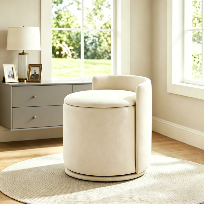 Repose-pieds rembourré avec tabouret, White