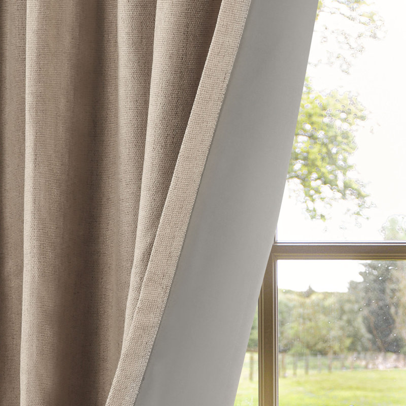 Chenille Blackout Back Tab Curtain Pair(2 panels), Coffee, 52" W x 84" L