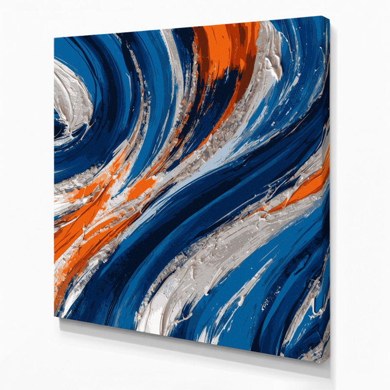 «Lyrical Abstraction 54», art mural sur toile bleue, H 16 po x l 16 po