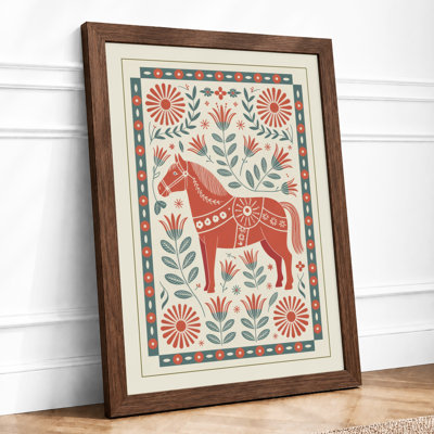 Decorated Horse Folk Art - Framed Print