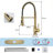 Industrial Single-Handle Spring Spout Kitchen Faucet with Pull-Down Sprayer (Set of 2)-128613758