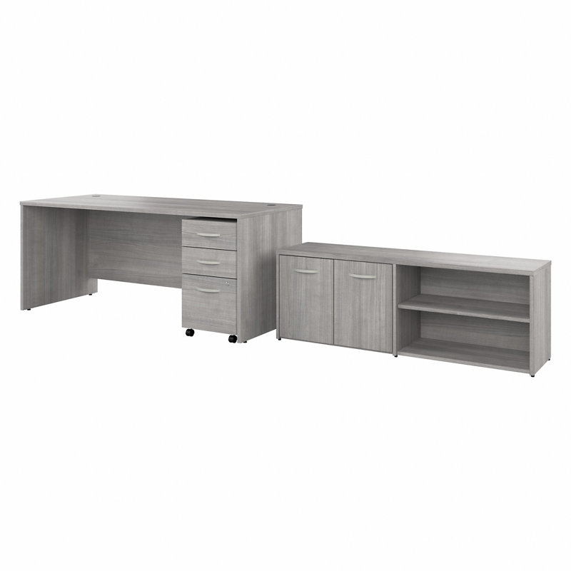 StudioC 3 Piece Computer Desk Office Set, Platinum Gray