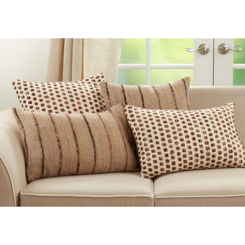 Brown Woven Cotton Square Throw Pillow Cover