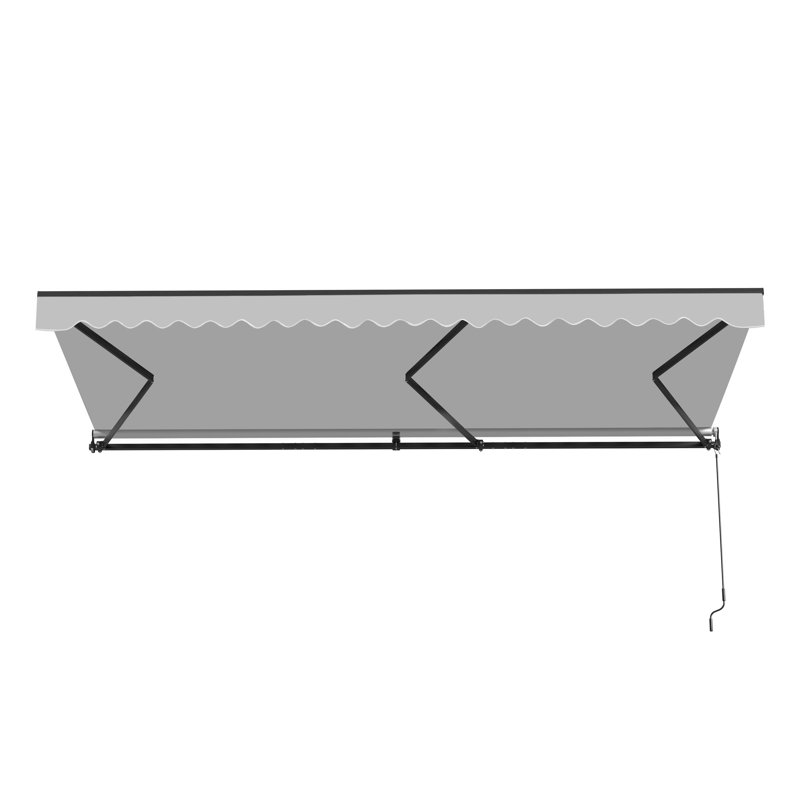 Motorized Retractable Patio Awning- Black Frame, 16' W x 10' D, Solid Color, Silver Gray