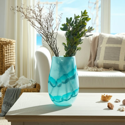 Bead Pattern Glass Vase, Blue