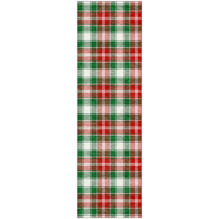 Premium Machine Washable Dockside AMF1817 Christmas Plaid Rug