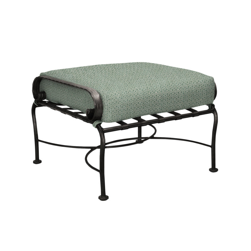 Classico Rectangle Outdoor Ottoman Patio Ottoman, Chinchilla White, Carbon Black