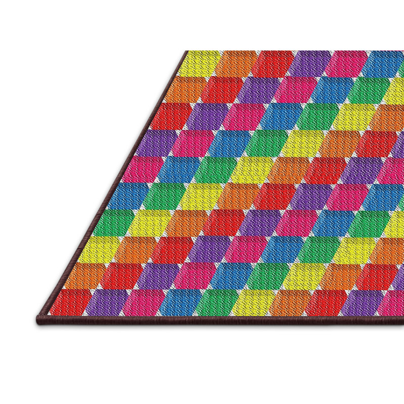 Rouge/vert/bleu à motif géométrique Rebello Tapis décoratif, Rectangle 2 pi x 3 pi