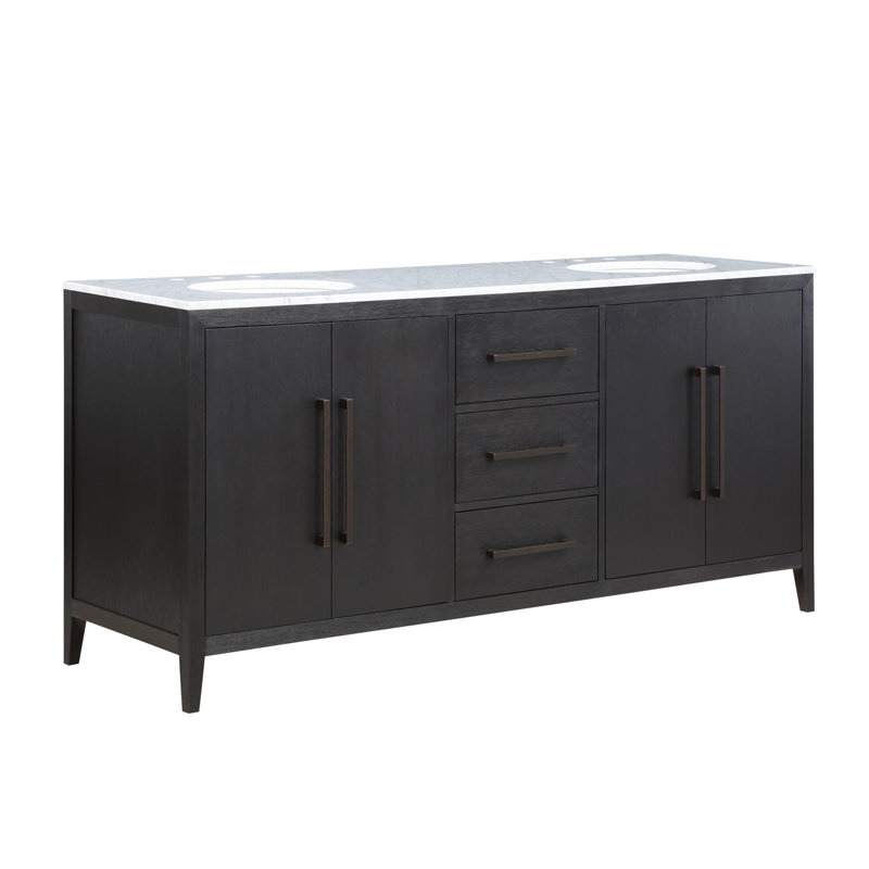 Alsup 72" Double Bathroom Vanity Set, Wire Brushed Dark Oak