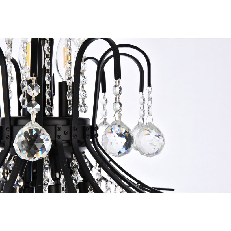 Stoller - Light Statement Tiered Chandelier with Crystal Accents, Royal Cut, 11, Black