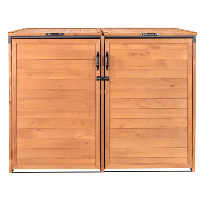 Horizontal Solid Wood Lean-To Garbage Shed