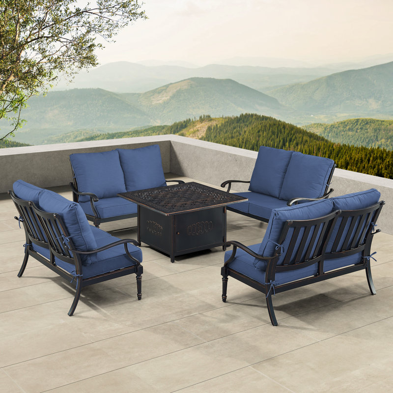 Markece Outdoor 5 - Piece Conversation Set, Blue
