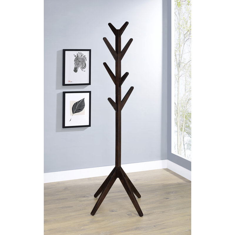Ramires Solid Wood Coat Rack Clothing Hanger, Cappuccino