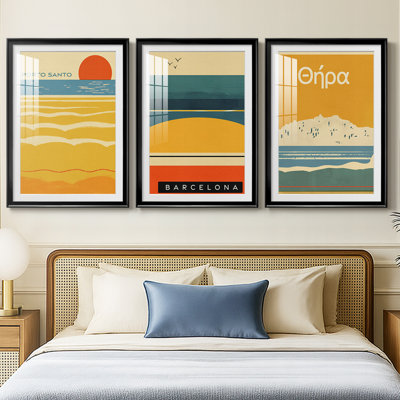 Summer Abroad I  -Custom Framed  Premium Print W Matt - 3 Pieces