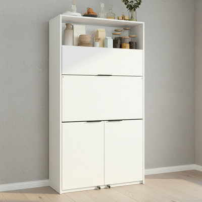 69''H Freestanding Kitchen Pantry With Power Outlet(White)