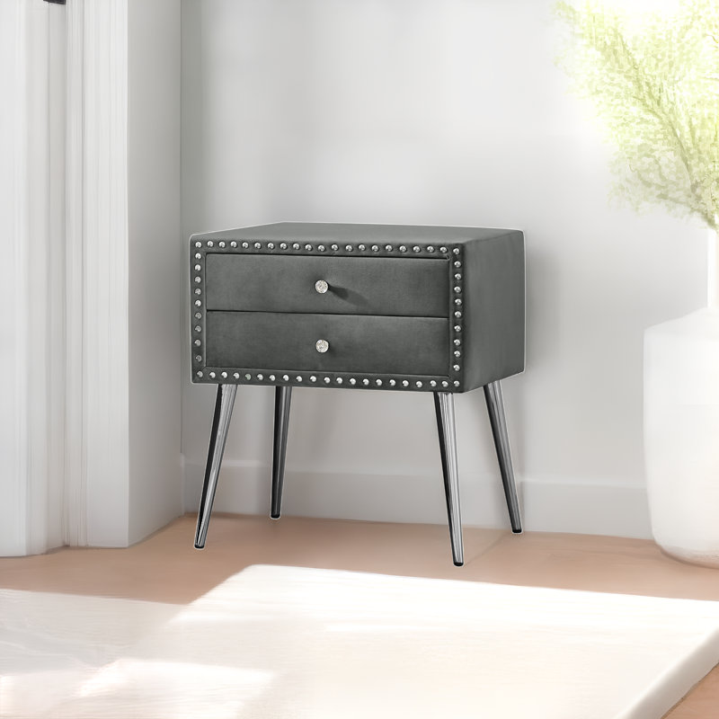 22.45'' W Solid Wood Nightstand, Gray