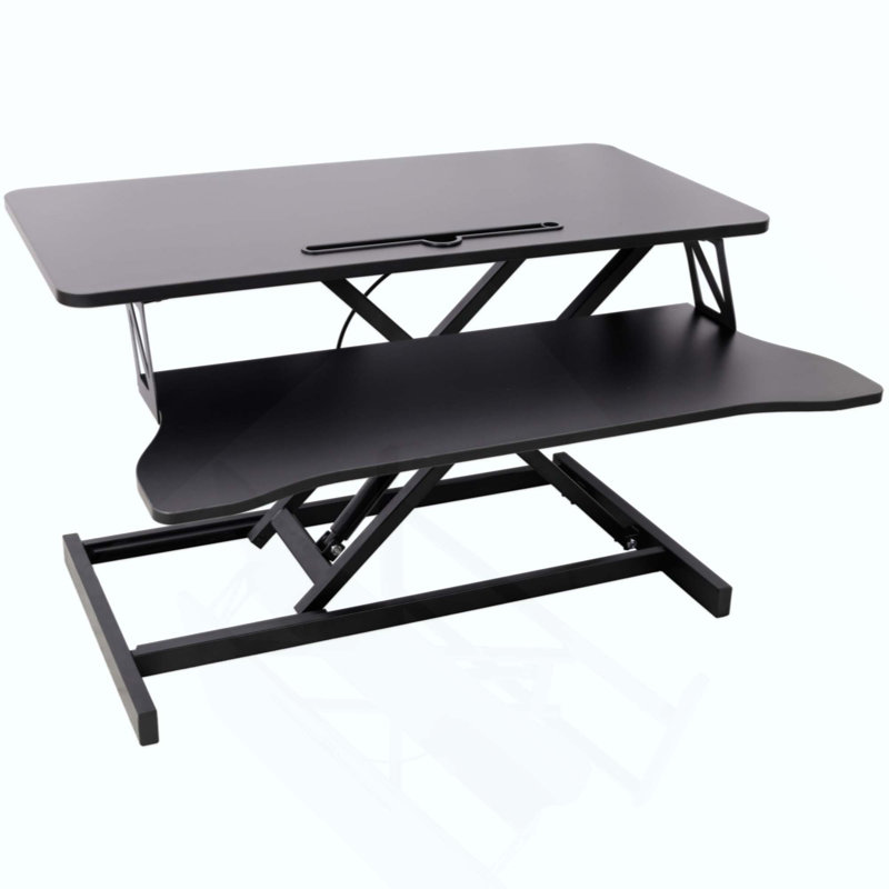 Bureau pour ordinateur portable à hauteur ajustable, poste de travail assis-debout réglable avec plateau à clavier, Noir