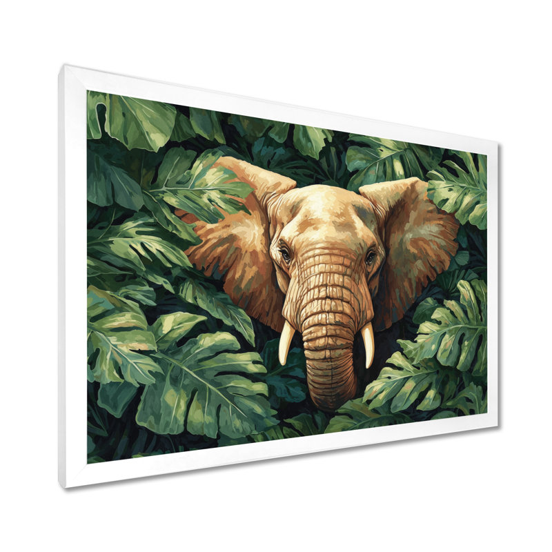 Art mural sur toile, "Guidi Elephant Head In The Jungle II", H 12 po x l 20 po, Reproduction encadrée d'une seule photo