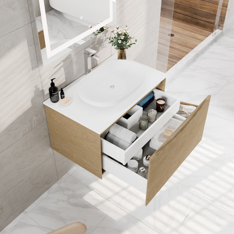 Kambrey 32" Medium Oak Bathroom Vanity Set