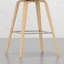 2 tabourets - Siège et dossier incurvés en tissu, contreplaqué et placage, détails de rembourrage, repose-pieds, style moderne