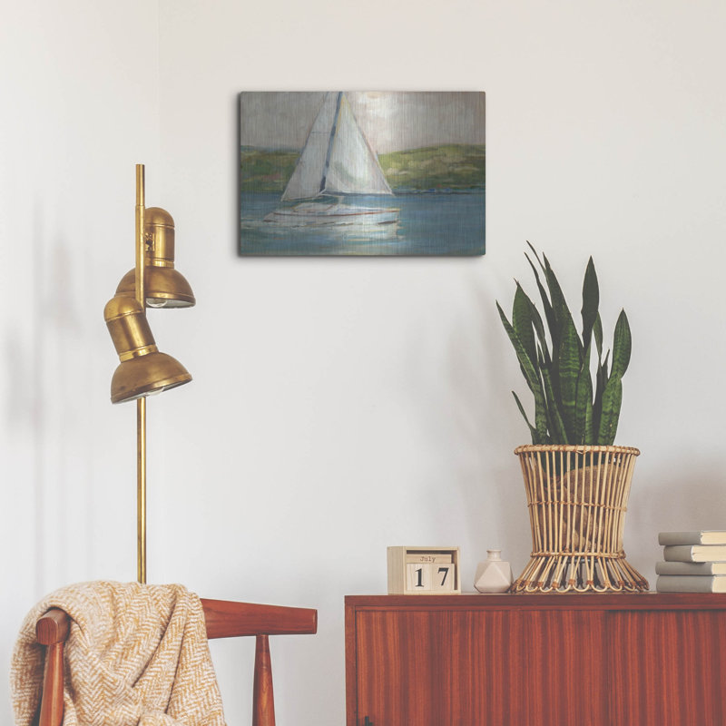 Art mural luxueux «Off the Coast I» par Ethan Harper, art mural en métal, 16 po x 12 po, H 16 po x l 24 po