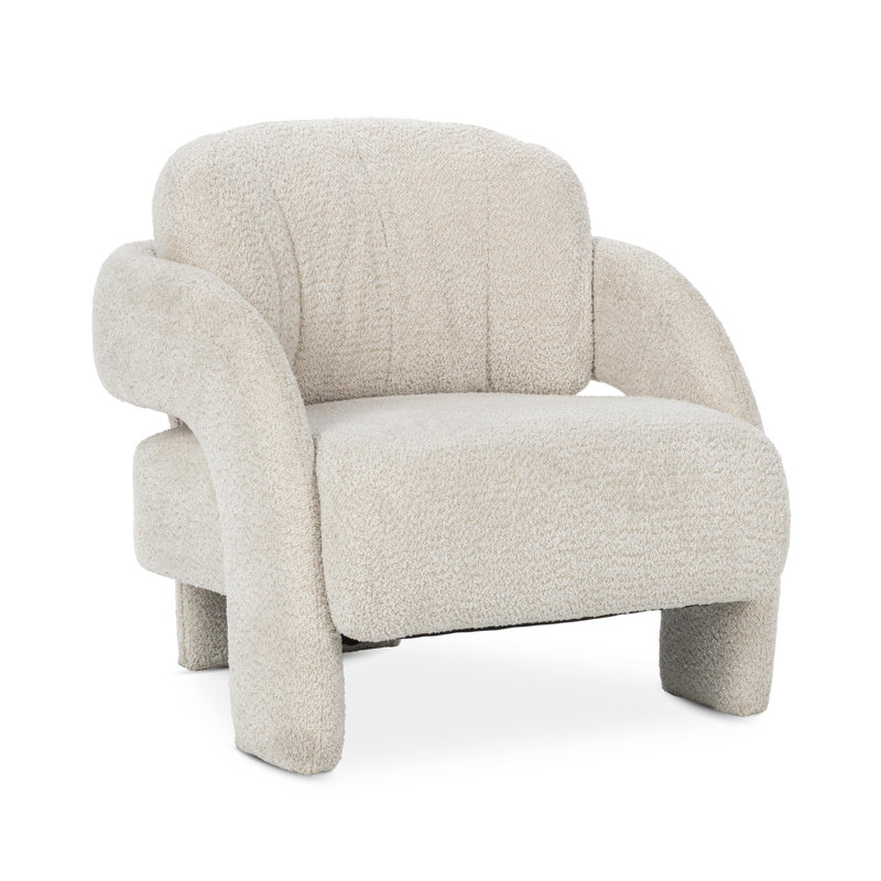 Salino Upholstered Fabric Lounge Accent Chair, Natural Polyester