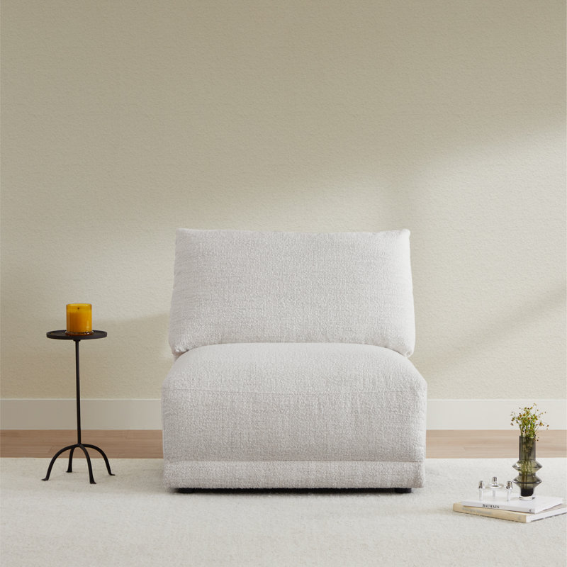 Fauteuil d'appoint rembourré Bodhild Boucle, Perle 100% polyester