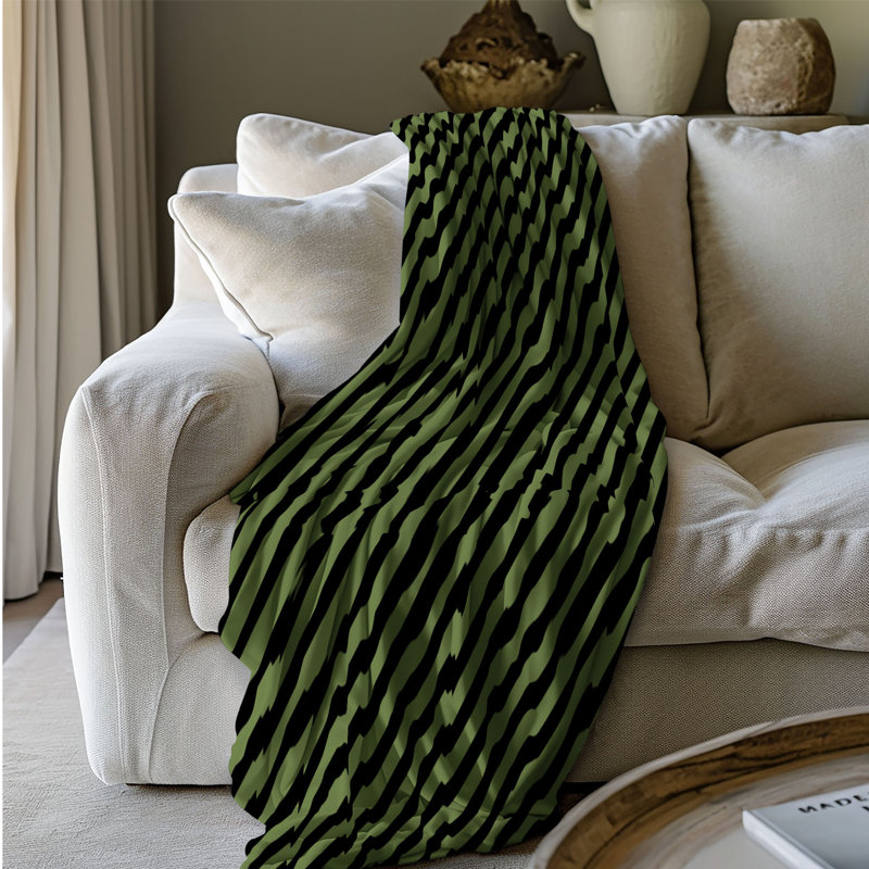 Olive Shadow - couverture sherpa de qualité supérieure 1 pièce, Grand lit