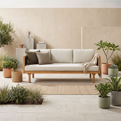 Wooden Patio Sofa with Cushions