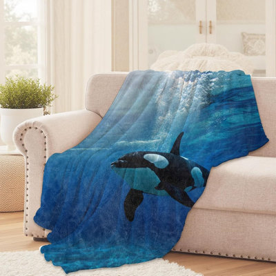 Jeté de baleine Ocean Orca pour filles, garçons et adultes, 40 po x 50 po, couverture en flanelle douillette pour la chambre à coucher, le camping, le canapé, la décoration de chambre, les cadeaux doux et chauds