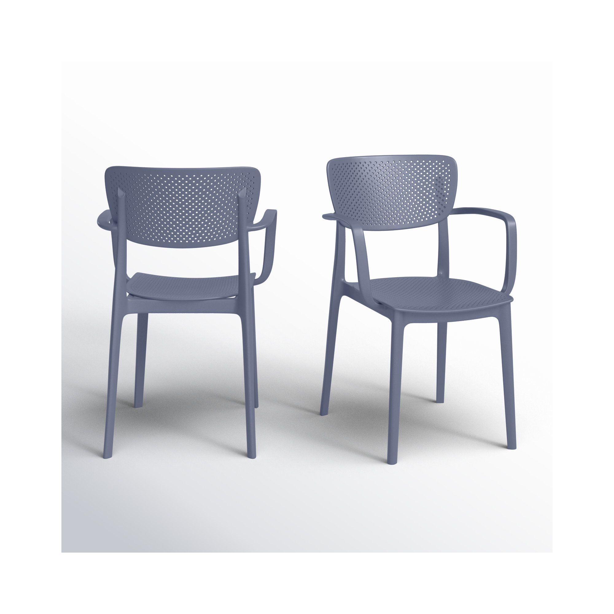 Farrah Stacking Patio Dining Armchair, Dark Gray