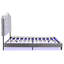 Upholstered Button Queen Bed In Grey Velvet - Curve Style Strong Wood Slat Foundation Led Lights Easy Assembly No Box Spring Required Grey Look Support-989889053