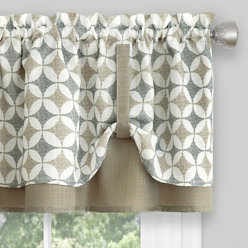 Mortensen Geometric Tailored 58'' W Kitchen Curtain, 58" W x 24" L, Spice/Tan