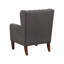 Fauteuil à oreilles classique avec dossier capitonné, revêtement gris foncé et pieds en bois massif-134542007