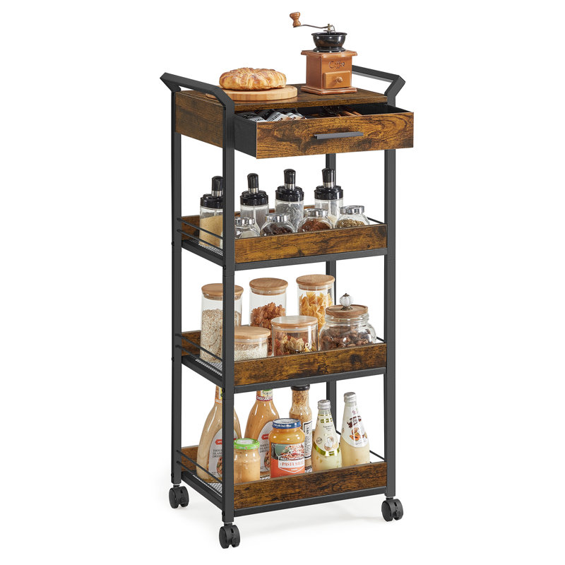 Sulynn Wood Kitchen Cart, Black/Rustic Brown