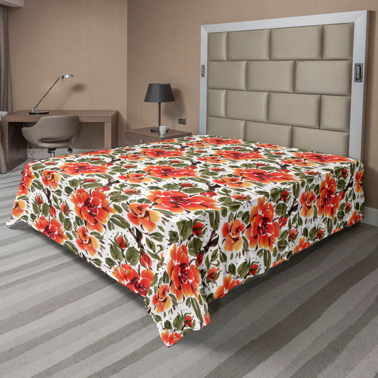 Drap plat à motif floral bohème Ambesonne