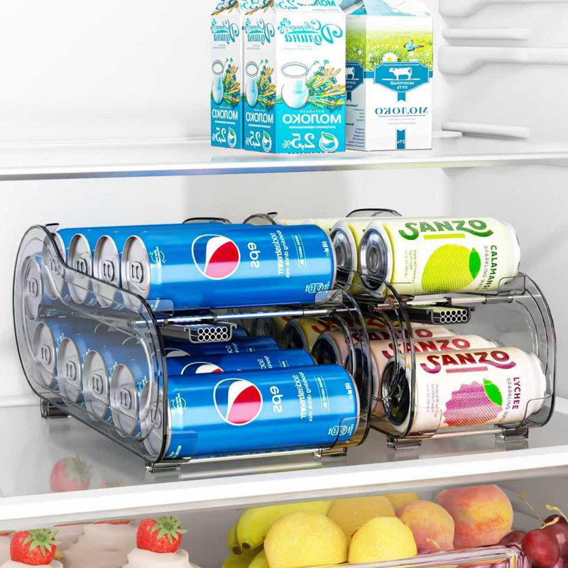 Ensemble de 2 boîtes à boissons à roulement automatique - Convient aux canettes de 11,15 / 12 oz pour réfrigérateur, cuisine et comptoir
