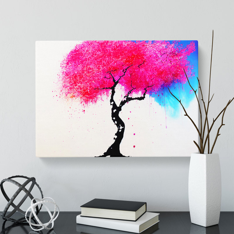 Cherry Blossom Tree Drip - Wrapped Canvas, 35cm H x 50cm W x 3cm D