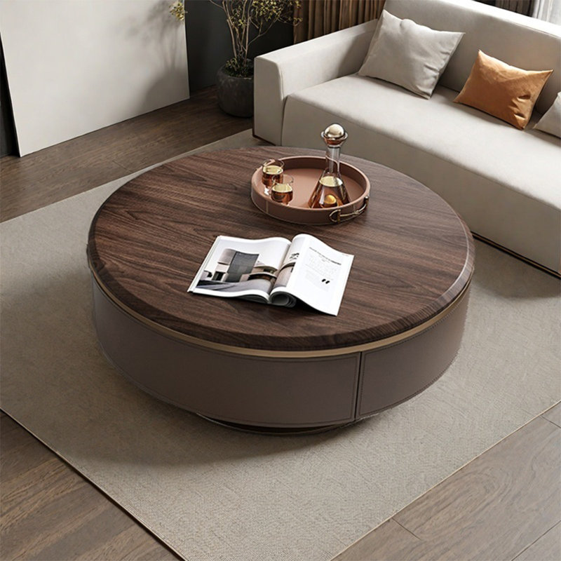 Table basse ronde de luxe légère, H 15,4 po x L 31,5 po x l 31,5 po