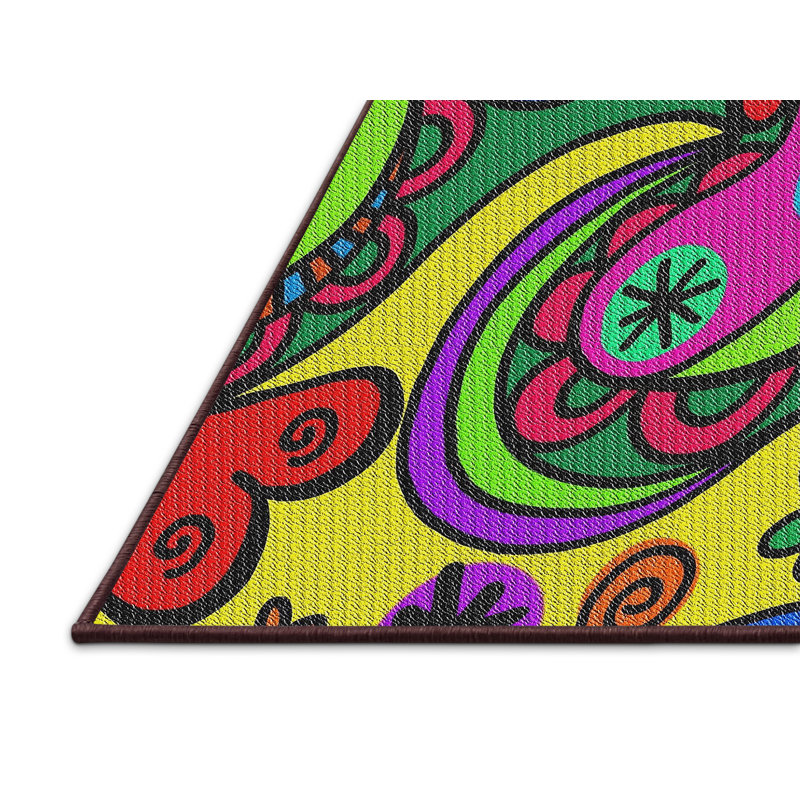 Tapis motif rose/vert/bleu, Rectangle 2 pi x 5 pi