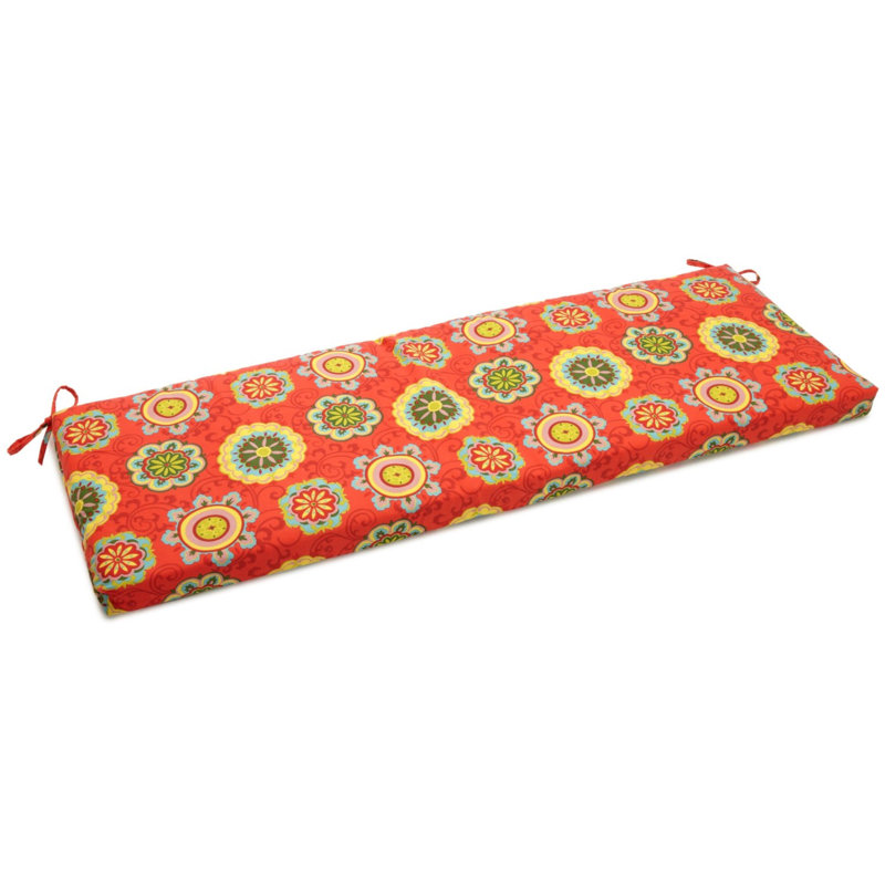 Outdoor 3'' Bench Seat Cushion, Farmington Terrace Grenadine, 3.5" H x 57" W x 19" D