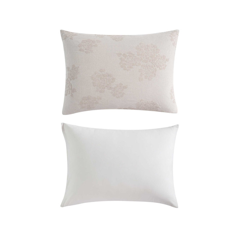 Ensemble d'édredon en coton beige Vera Vera Roses, Édredon pour très grand lit + 2 taies décorativ