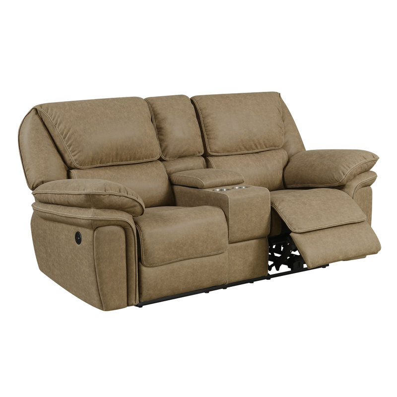 Causeuse inclinable en similicuir 82,7 po Ellinger, Similicuir sable du désert