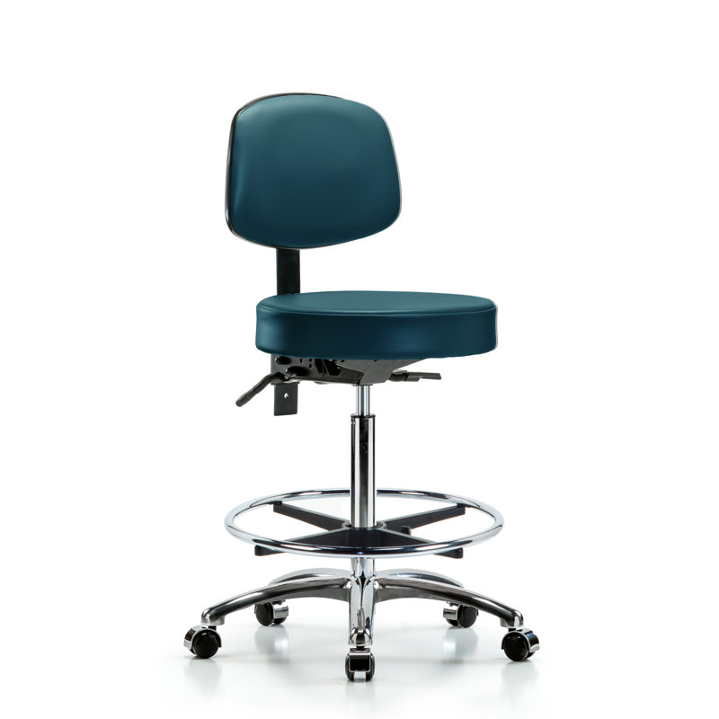 Chaise de travail, Bleu marine, Roulettes, Non inclinable inclus