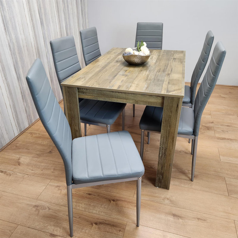 Kayenta 6 - Person Dining Set, Grey, 75cm H x 117cm W x 77cm D