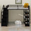 Modern Loft Bed Including Display Shelves, Storage Cabinets