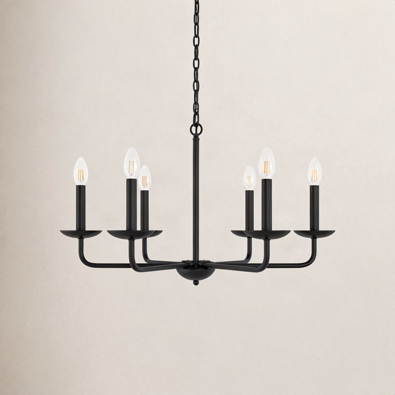 Baltray 6-Light Chandelier, Black, 18.5" H x 30" W x 30" D