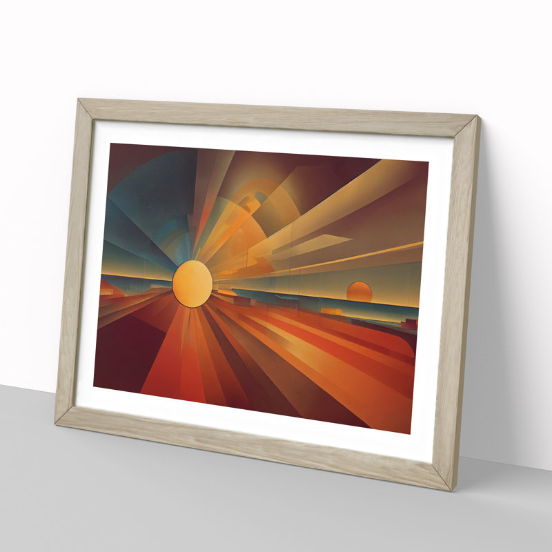 Abstract Sunset Sun Vol.5 - Framed Print, 46cm H x 64cm W x 2cm D, Oak